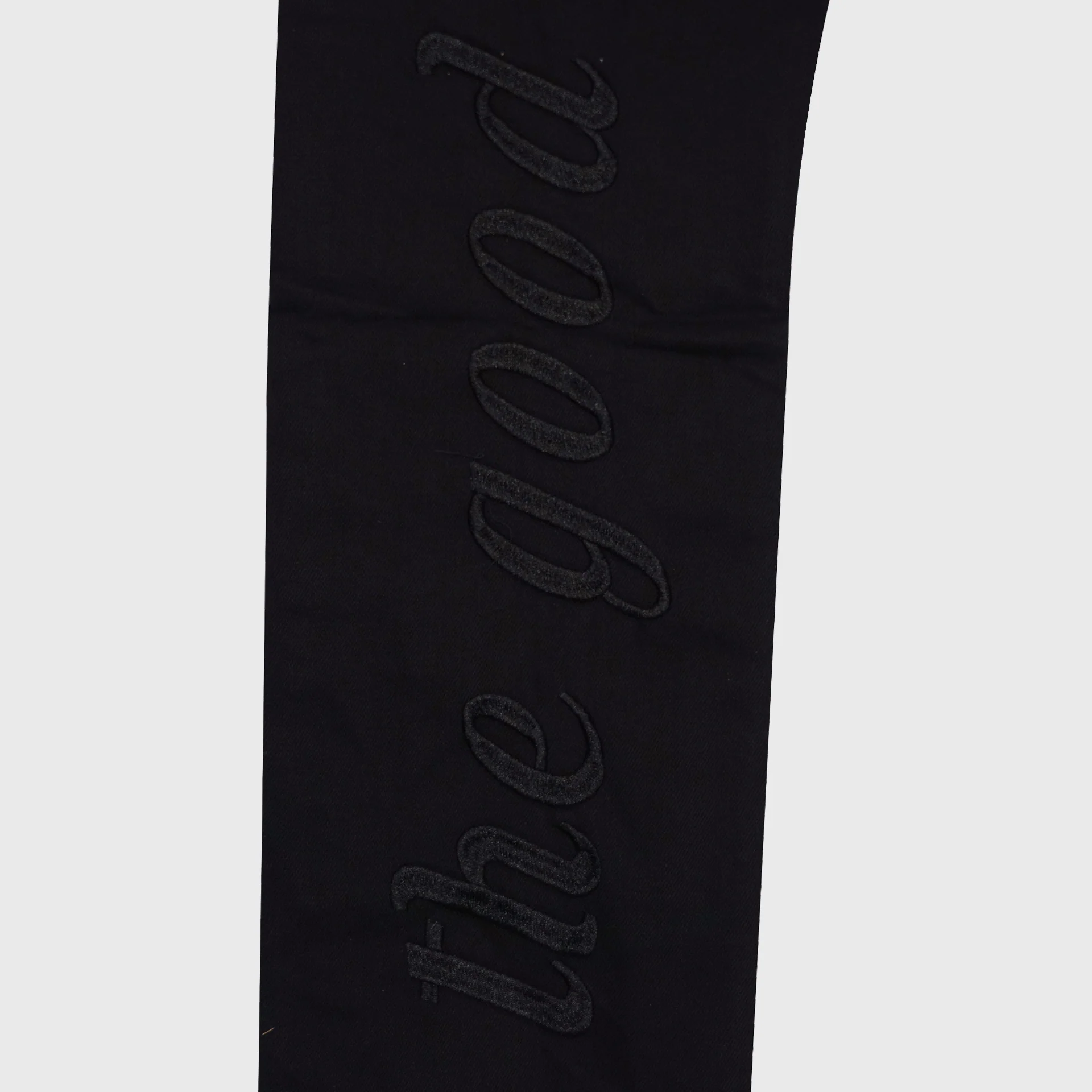 Black Repaired Denim "The Good Die Young." - Image 6