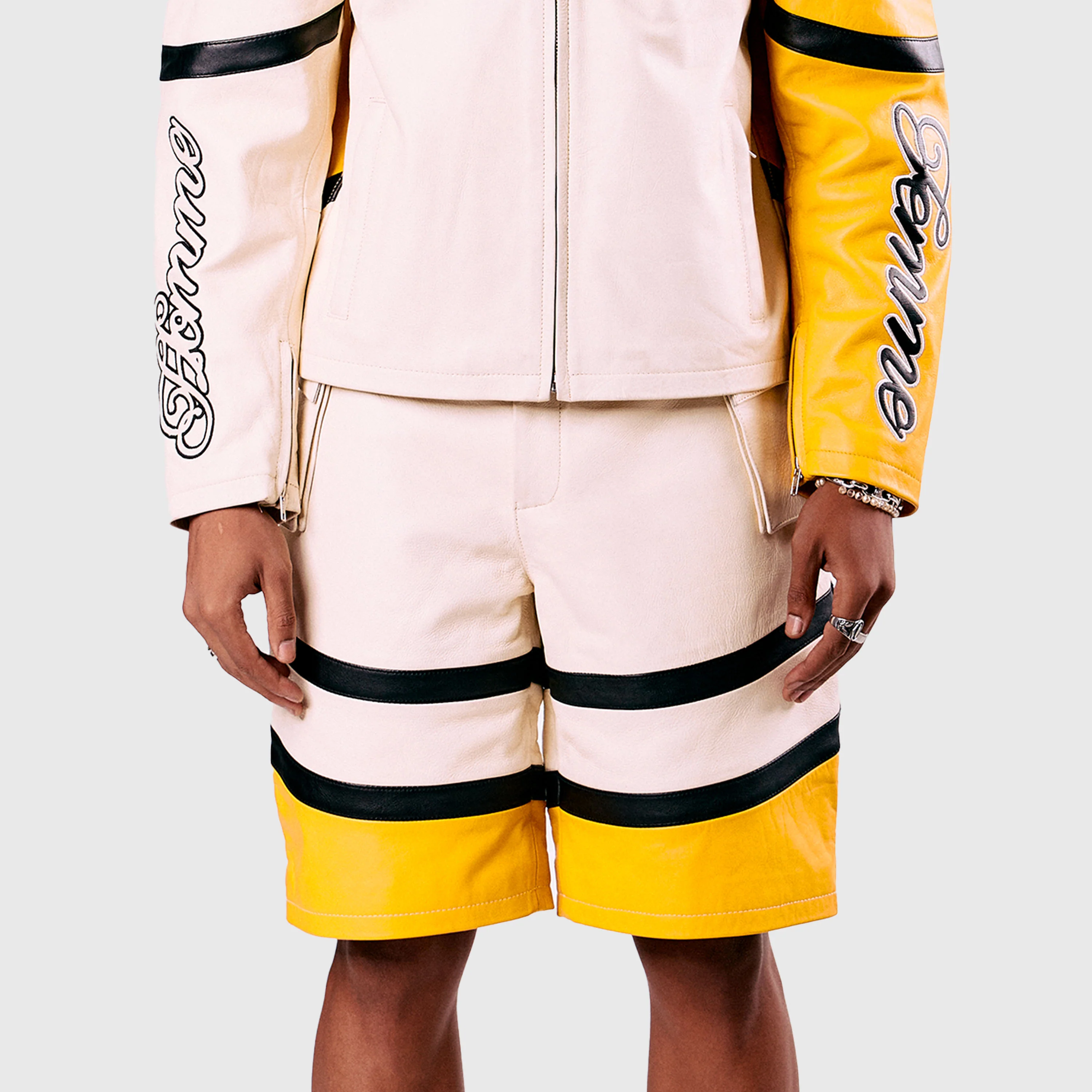 Leather Bourne Shorts Yellow - Image 3