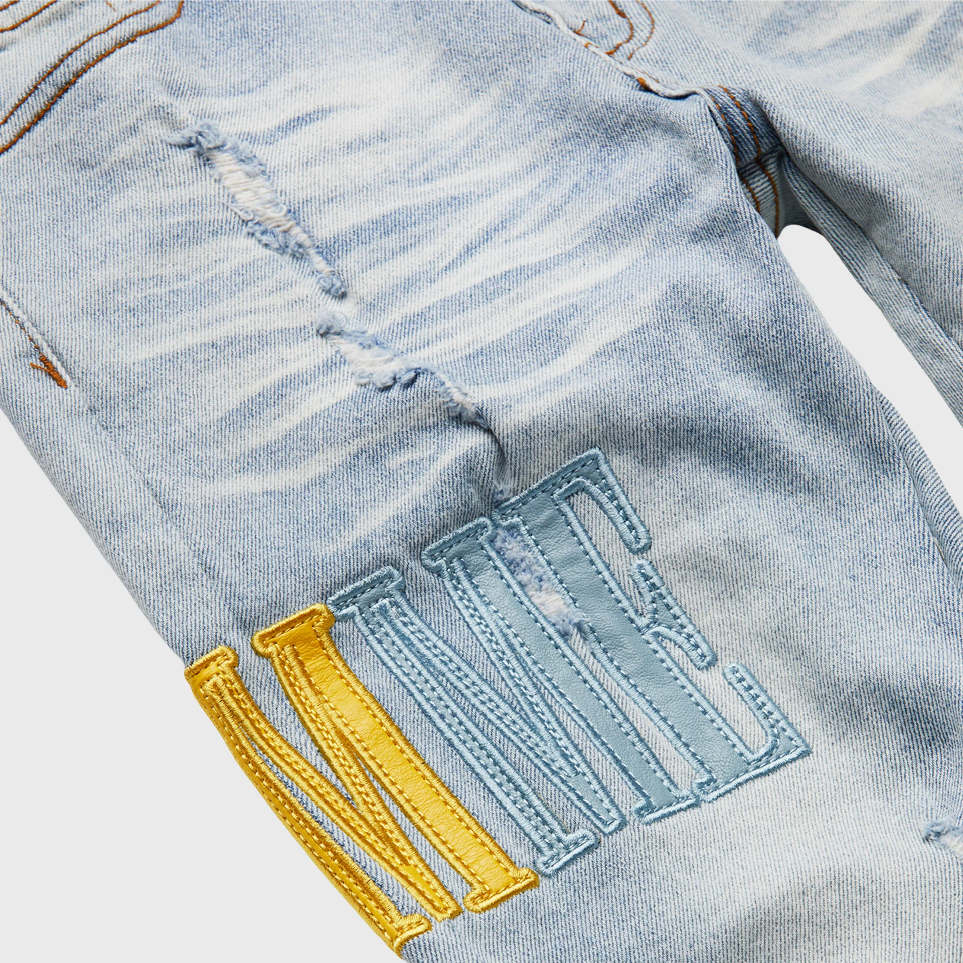 Letterman Denim Blue With Yellow, Baby Blue and Pink - Image 3