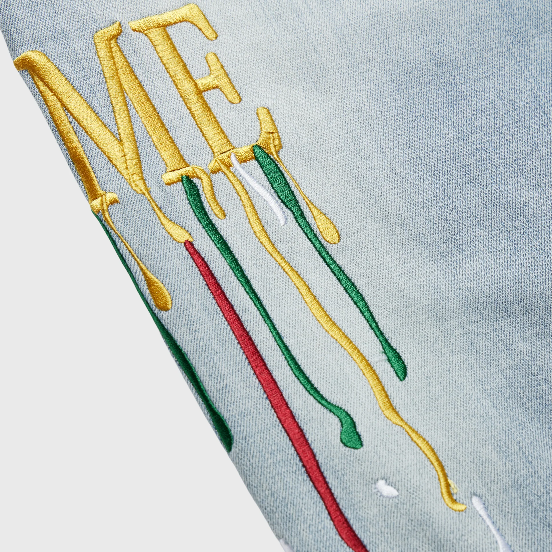 Letterman Drip Denim Blue With Yellow Letters - Image 6